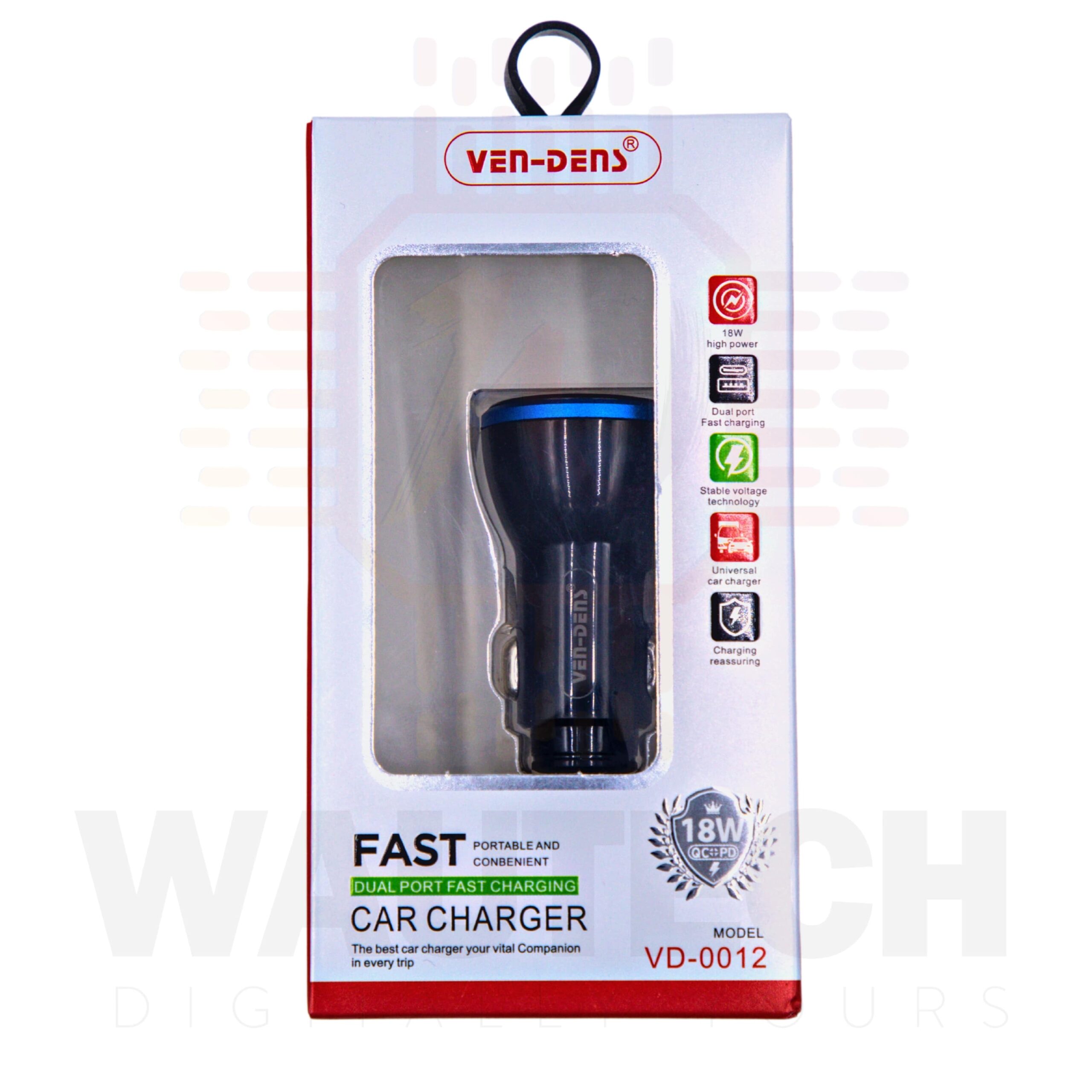 ven-dens-18w-dual-port-type-c-usb-a-fast-charging-car-charger-wautech-peterborough-front